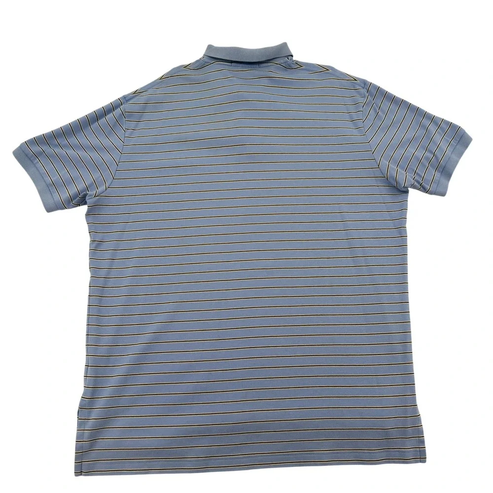 Polo Ralph Lauren Mens XL Blue Striped Short Sleeve Cotton Polo Shirt Preppy